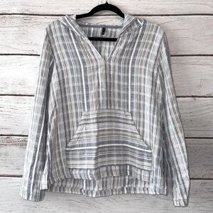 North River Striped Cotton Pullover Hoodie – Size Medium 🌊 Beach Vacation Lounge